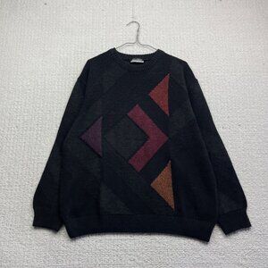 ENZO LORENZO Sweater Knit Wool Blend Black /Multicolor Men Size 52 Italy Made